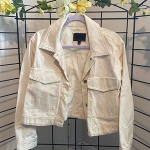 Cropped Off-White Denim Jacket